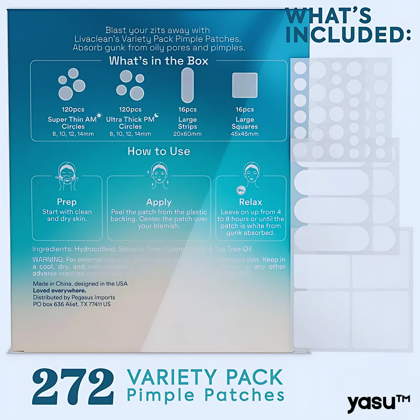 yasu™ 272 Count Acne Patch Variety Pack – Tea Tree, Salicylic & Calendula Infused