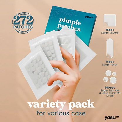 yasu™ 272 Count Acne Patch Variety Pack – Tea Tree, Salicylic & Calendula Infused